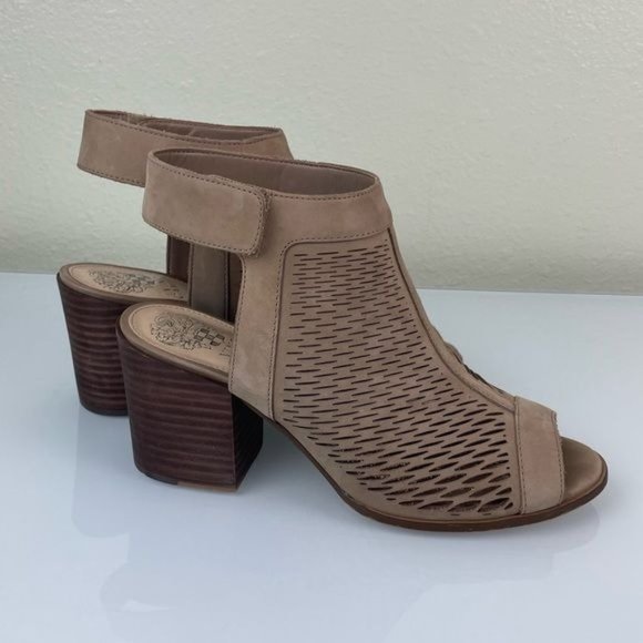 Vince Camuto Sz 7.5 Suede Cutout Ankle Wrap Heel - Picture 8 of 14